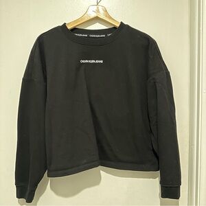 Calvin Klein Black Long Sleeve Pullover Crop Sweatshirt Size‎ XL